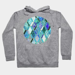 Sapphire & Emerald Diamond Patchwork Pattern Hoodie